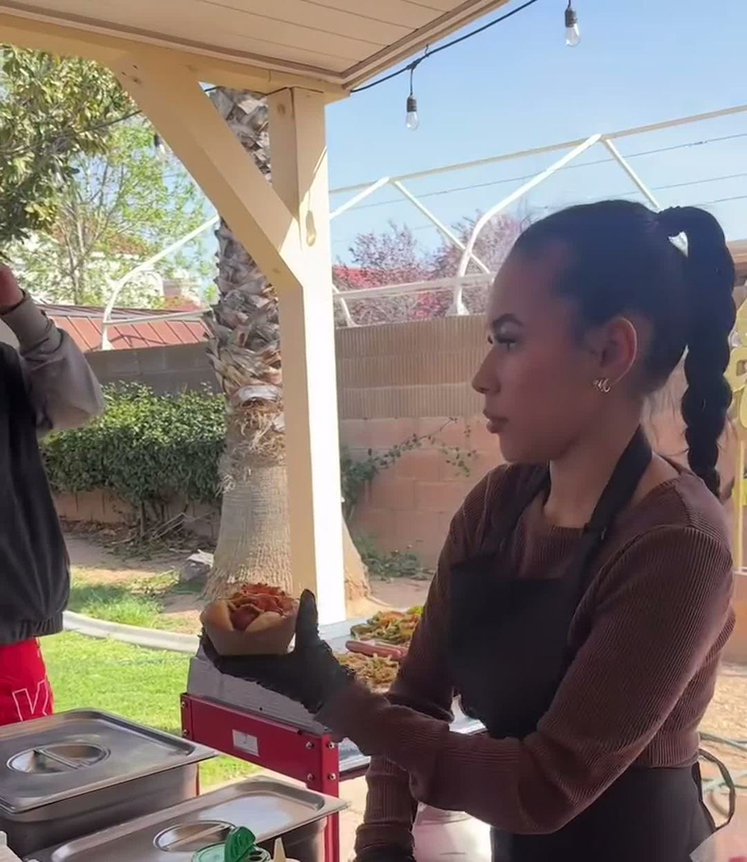Serving a guest fresh off the grill